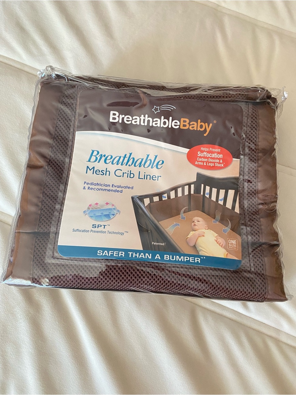BreathableBaby Brown Mesh Crib Liner - Safe, Airflow-Enhancing Nursery Accessory